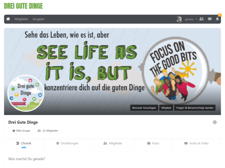 Drei gute Dinge in der Action for Happiness Community Action for Happiness im